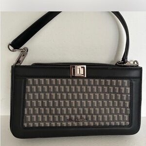Karl Lagerfeld Black and Gray Signature Pattern Shoulder Bag
